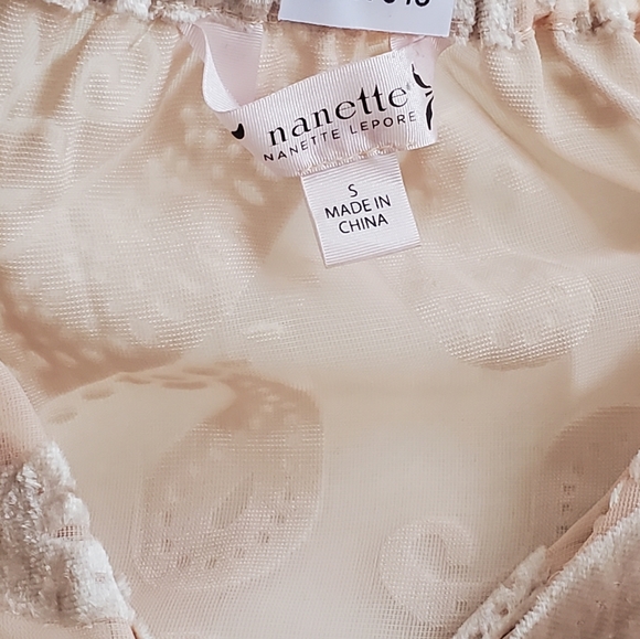 Nanette Lepore Burnout Velvet Paisley Peasant Blouse Pale Gold - Picture 7 of 9